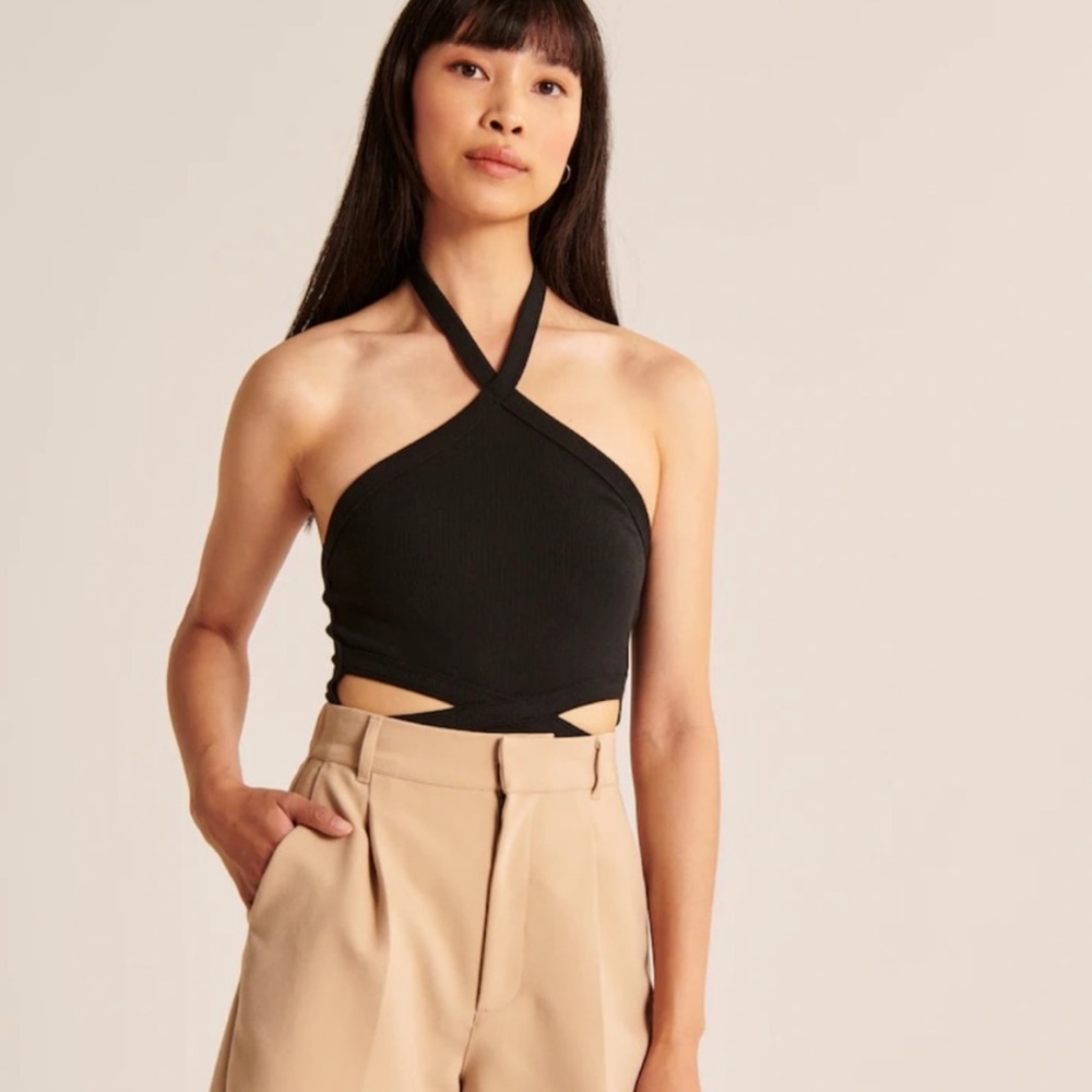 Abercrombie side cut out a halter bodysuit